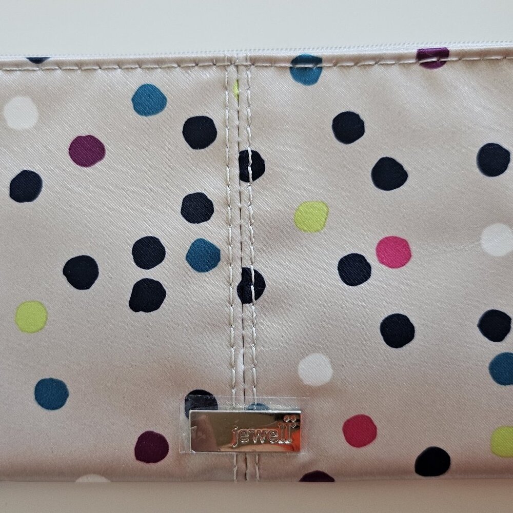 NWOT Thirty One Handbags Jewell Multi Coloured Polka Dot Clutch Bag, Wristlet